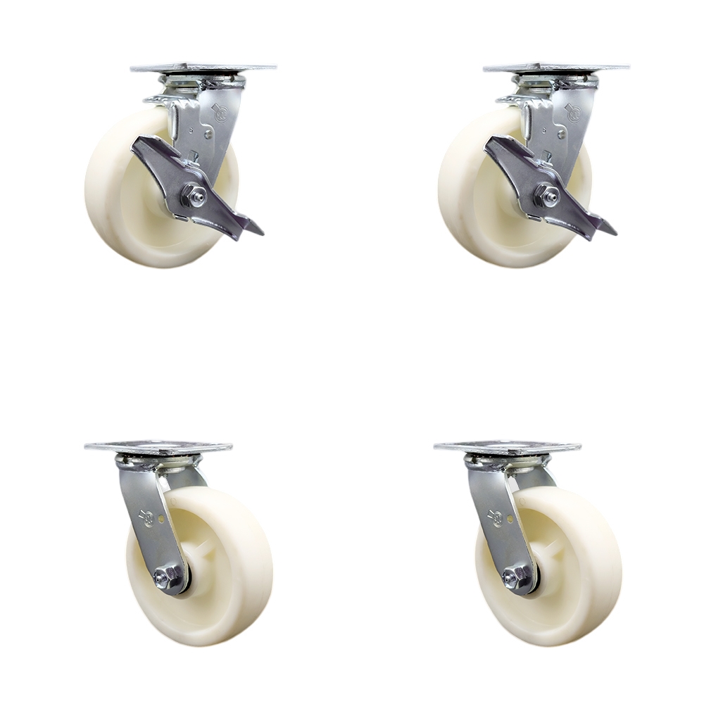 SCC-SS30S620-NYB-TLB-BSL-2-BSL-2 Stainless Steel Heavy Duty Swivel Caster with 6 in. Poly Wheel & Ball Bearing - Set of 4