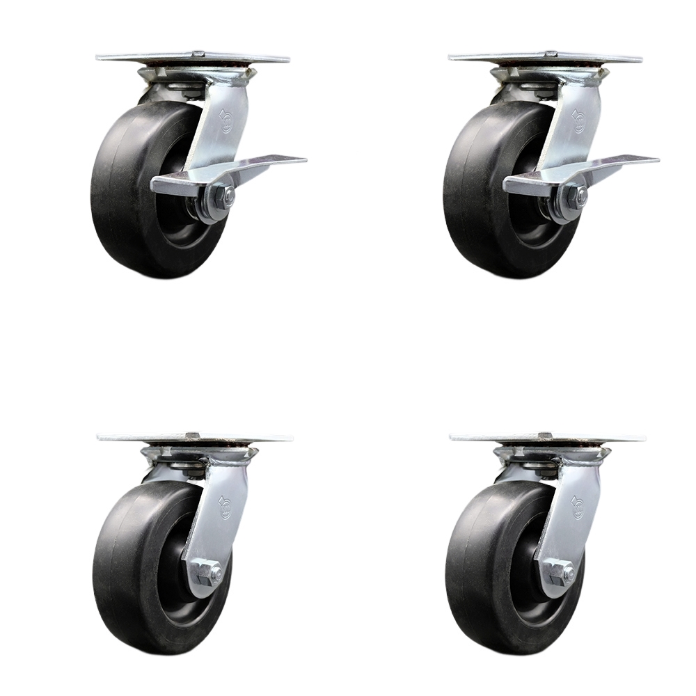 SCC-35S620-POR-SLB-BSL-2-BSL-2 Heavy Duty Large Top Plate Polyolefin Swivel Caster with 6 x 2 in. Black Wheels - 2800 lbs Capacity - Set of 4