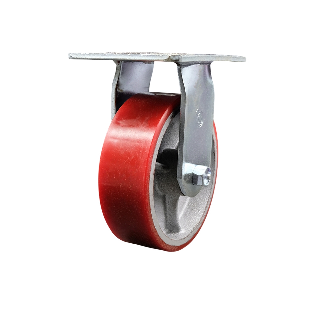 SCC-35R620-PUR-RS Heavy Duty Large Top Plate Polyurethane on Cast Iron Swivel Caster with 6 x 2 in. Red Wheel - 1200 lbs Capacity per Caster