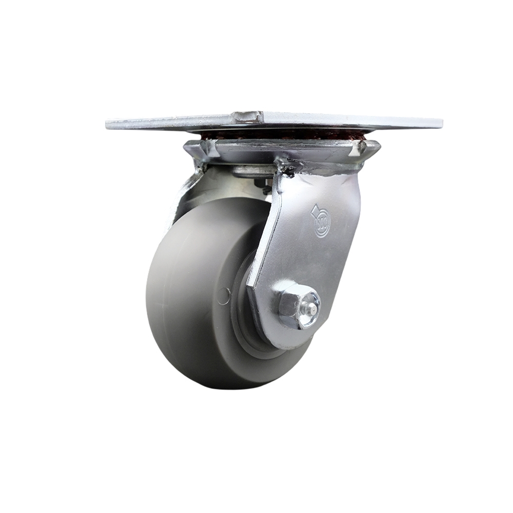 SCC-35S420-TPRRD Heavy Duty Large Top Plate Thermo Rubber Donut Tread Swivel Caster with 4 x 2 in. Gray Wheel - 300 lbs Capacity per Caster