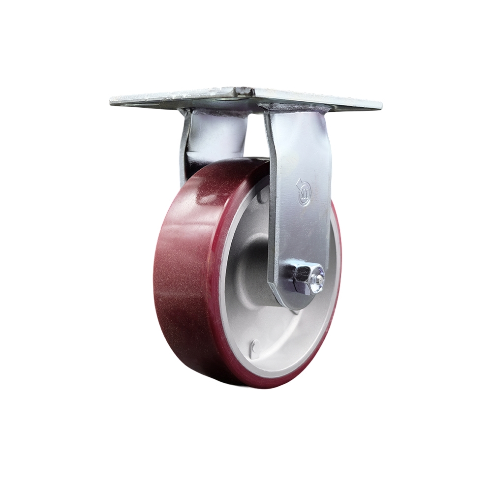 SCC-35R620-PAR Heavy Duty Large Top Plate Polyurethane on Aluminum Swivel Caster with 6 x 2 in. Maroon Wheel - 1200 lbs Capacity per Caster