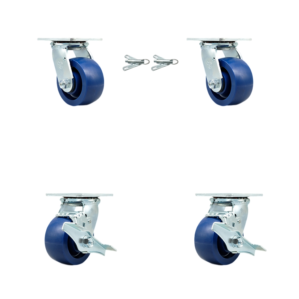 SCC-30CS420-SPUB-BSL-2-TLB-2 Heavy Duty Swivel Caster with 4 in. Solid Poly Wheels & Ball Bearings - 2800 lbs Total Capacity - Set of 4