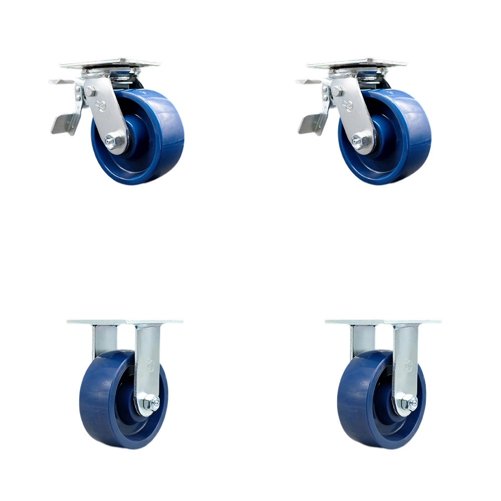 SCC-TTL30S520-SPUB-2-R-2 Heavy Duty Swivel Caster with 5 in. Solid Polyurethane Wheels & Ball Bearings - 4000 lbs Total Capacity - Set of 4