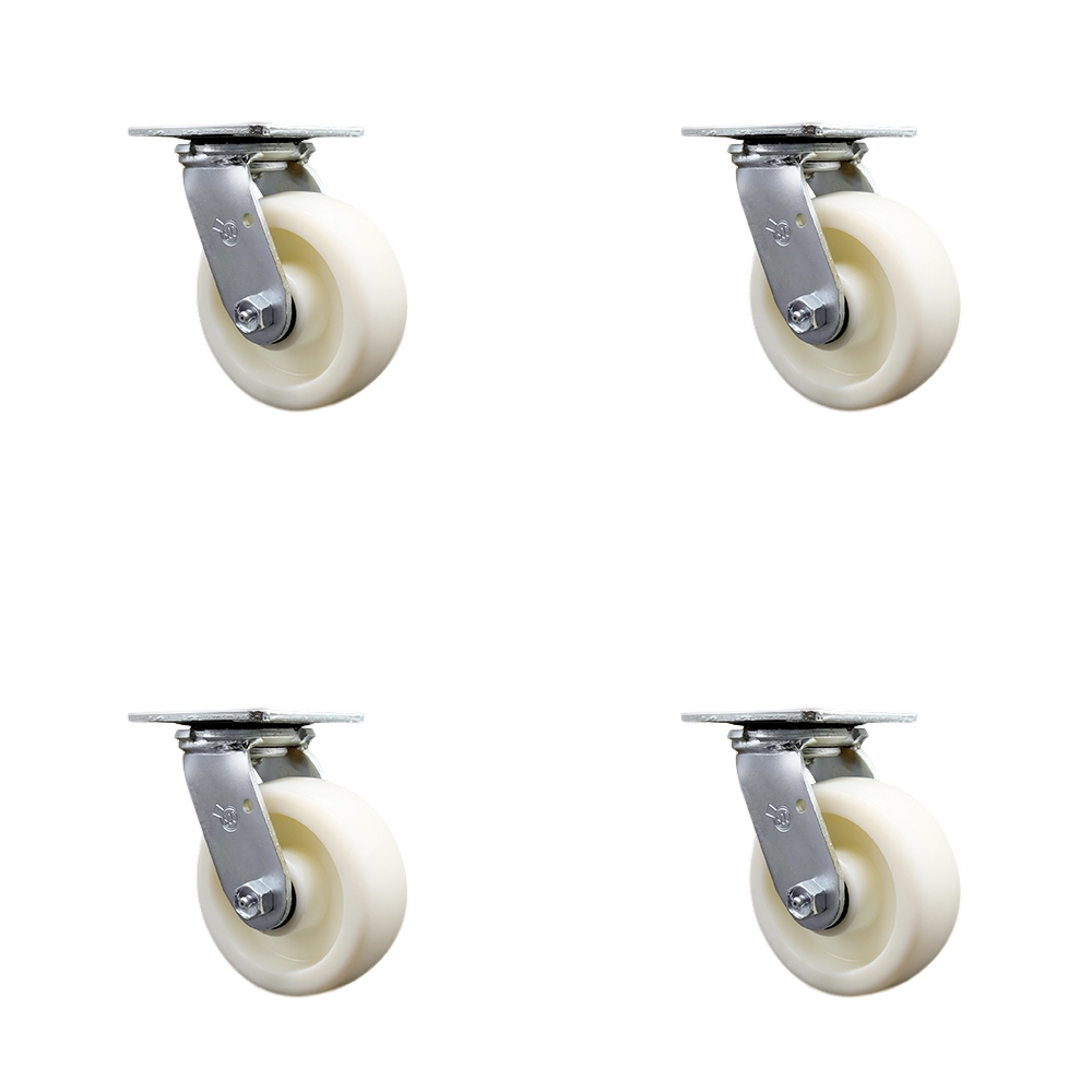SCC-30CS520-NYB-BSL-4 Heavy Duty Swivel Caster with 5 in. Nylon Wheels & Ball Bearings - 3600 lbs Total Capacity - Set of 4