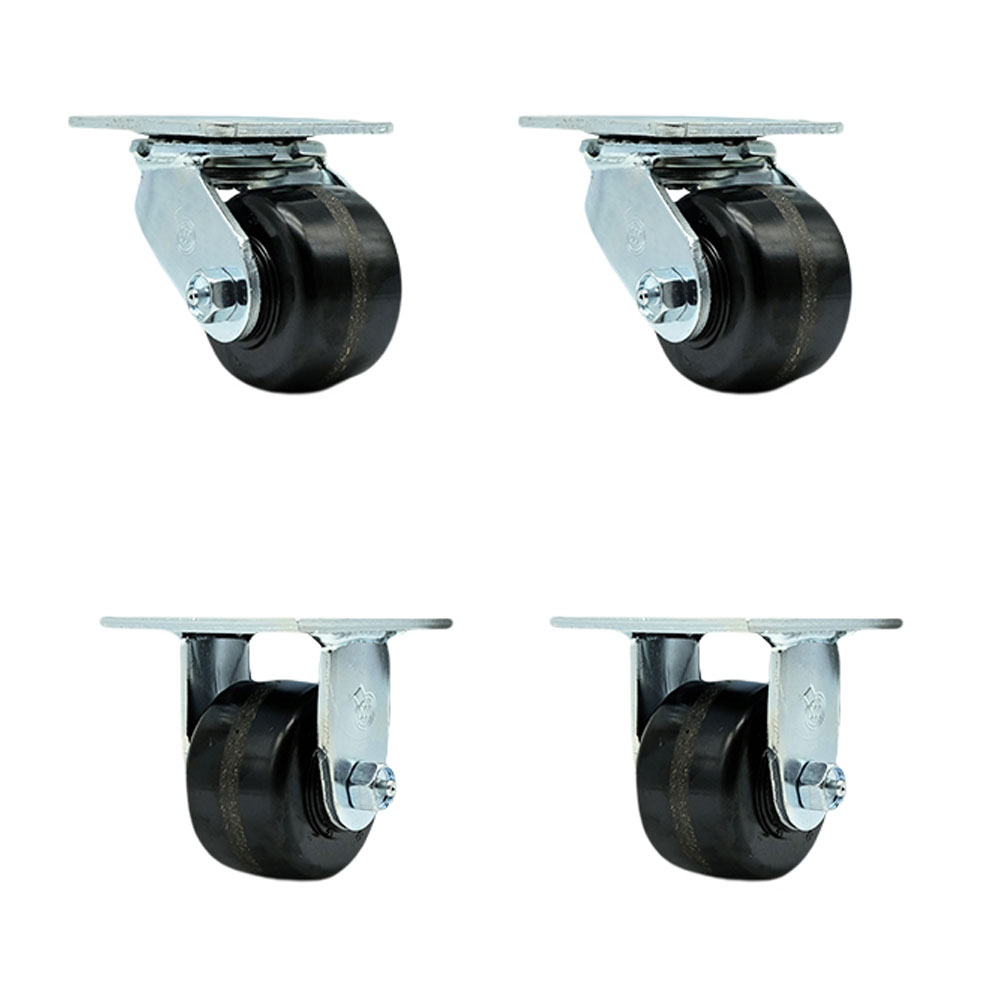 SCC-30CS3420-PHB-BSL-2-R-2 Heavy Duty Swivel Caster with 3.25 in. Phenolic Wheels & Ball Bearings - 2800 lbs Total Capacity - Set of 4