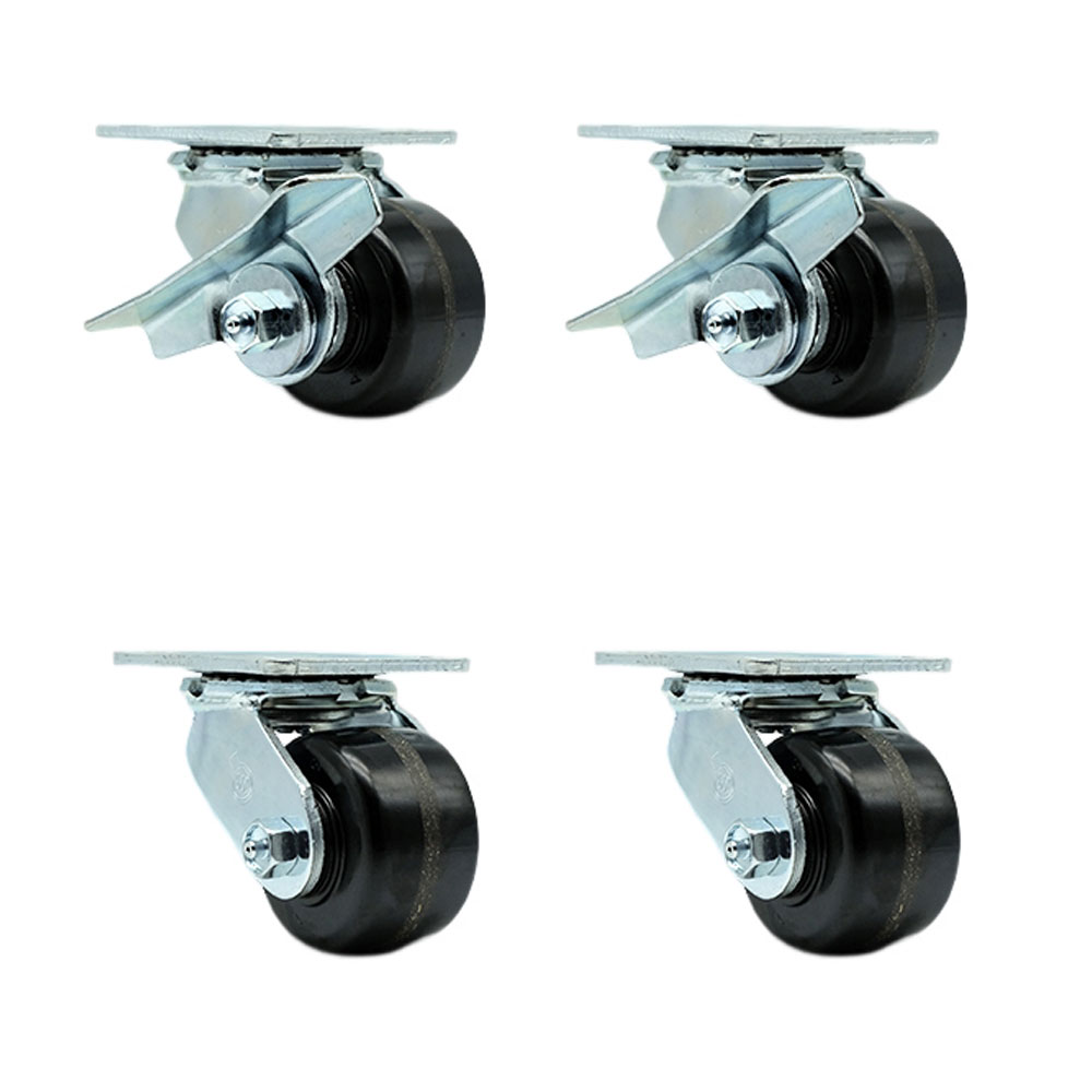 SCC-30CS3420-PHB-SLB-BSL-2-BSL-2 Heavy Duty Swivel Caster with 3.25 in. Phenolic Wheels & Ball Bearings - Set of 4