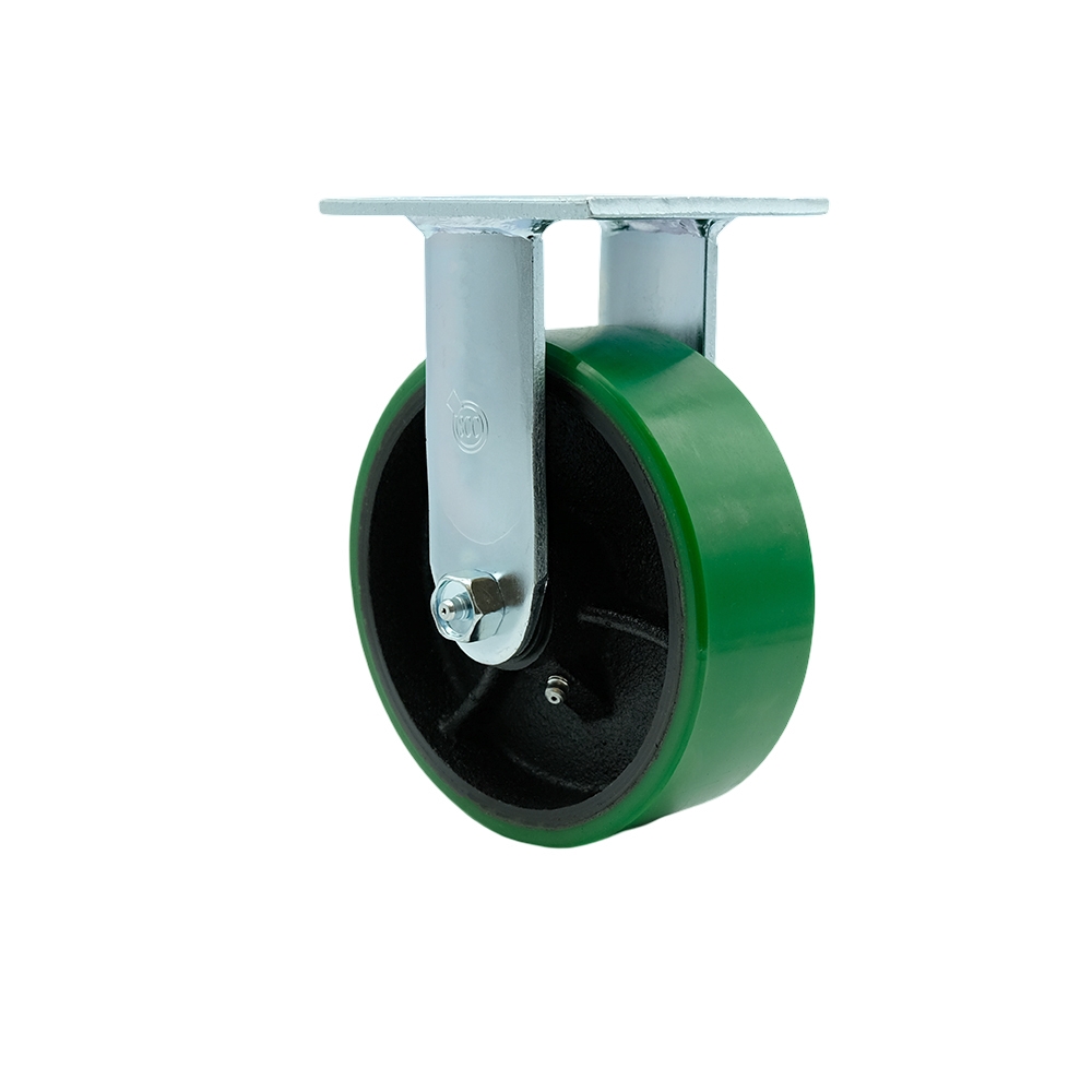 SCC-30R620-PUB-GB Heavy Duty Rigid Top Plate Caster with 6 in. Green Polyurethane on Cast Iron Wheel & Ball Bearings - 1200 lbs Capacity per Caster