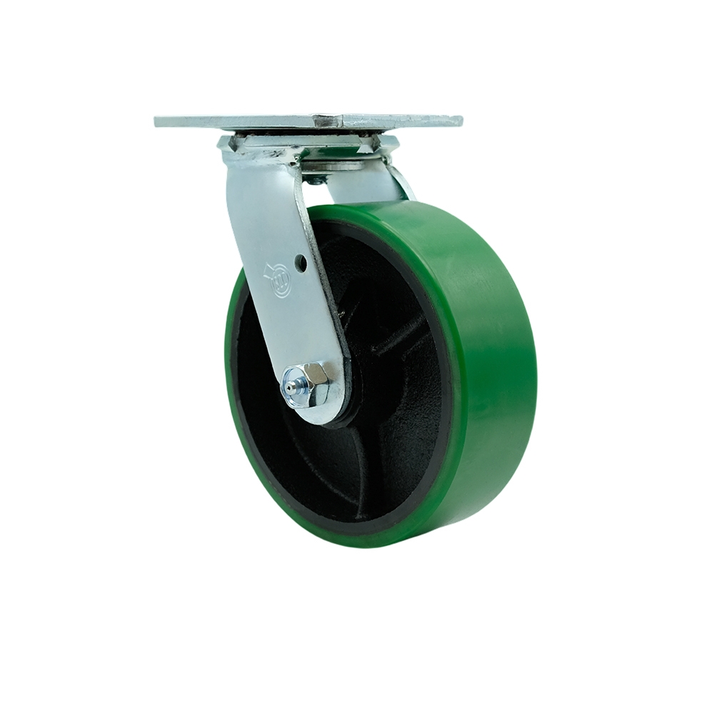 SCC-30CS620-PUB-GB Heavy Duty Swivel Top Plate Caster with 6 in. Green Polyurethane on Cast Iron Wheel & Ball Bearings - 1200 lbs Capacity per Caster