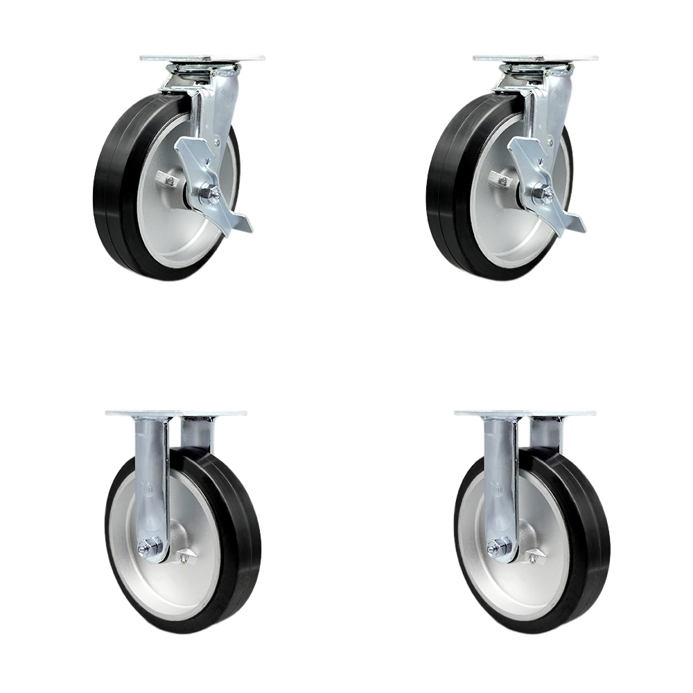 SCC-30CS820-RAB-TLB-BSL-2-R-2 Heavy Duty Swivel Caster with 8 in. Rubber on Aluminum Wheels & Ball Bearings - Set of 4