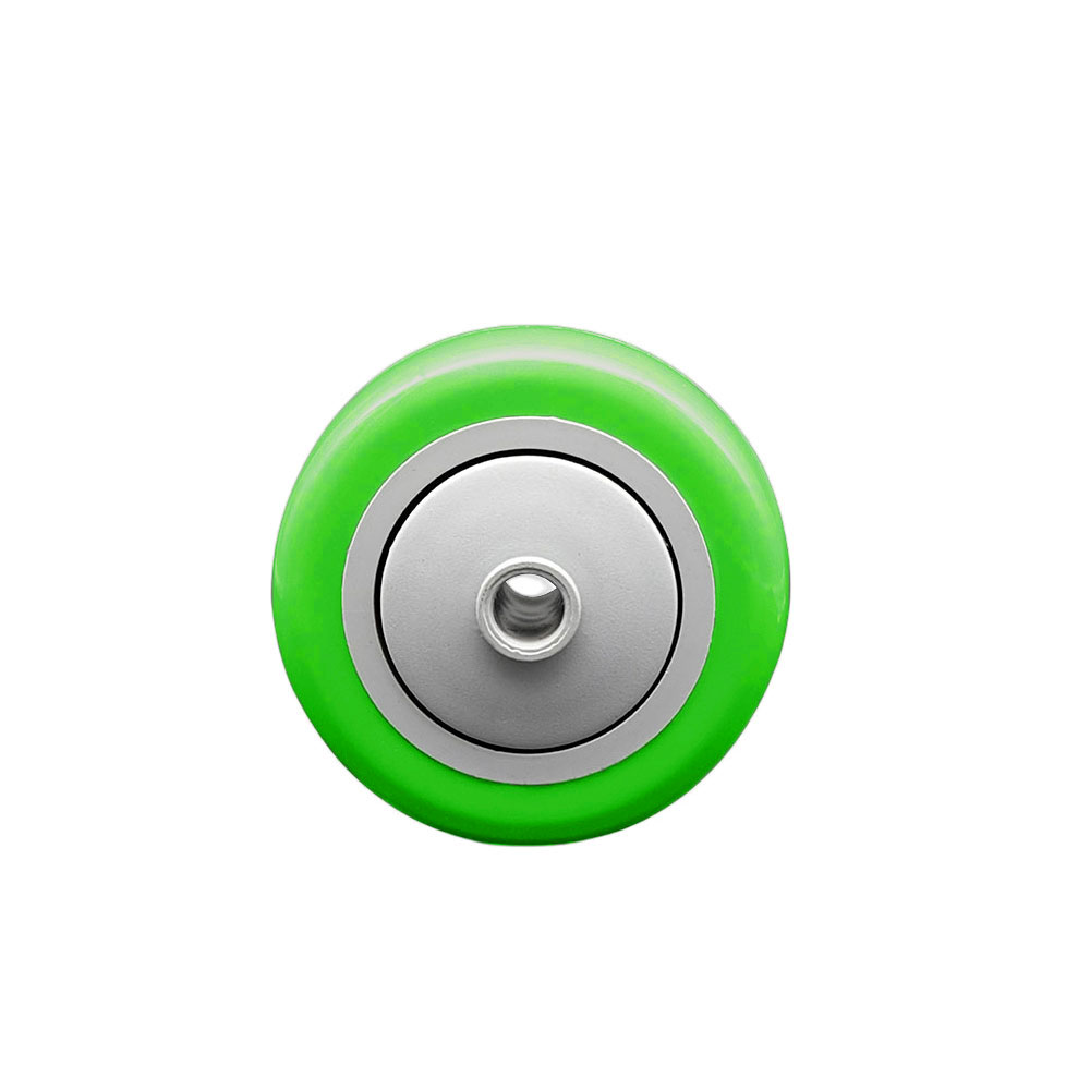 SCC-PPUB314-GRN 3 x 1.25 in. Green Polyurethane on Green Polyolefin Wheel with Precision Ball Bearing - 0.38 in. Bore Non Marking & Non Marring