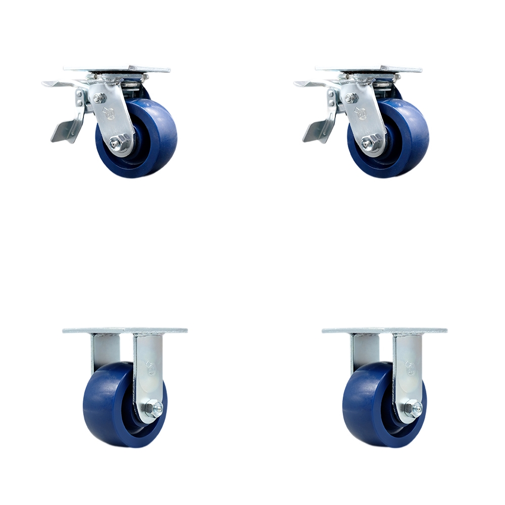 SCC-TTL30S420-SPUB-2-R-2 Heavy Duty Swivel Caster with 4 in. Solid Polyurethane Wheels & Ball Bearings - 2800 lbs Total Capacity - Set of 4