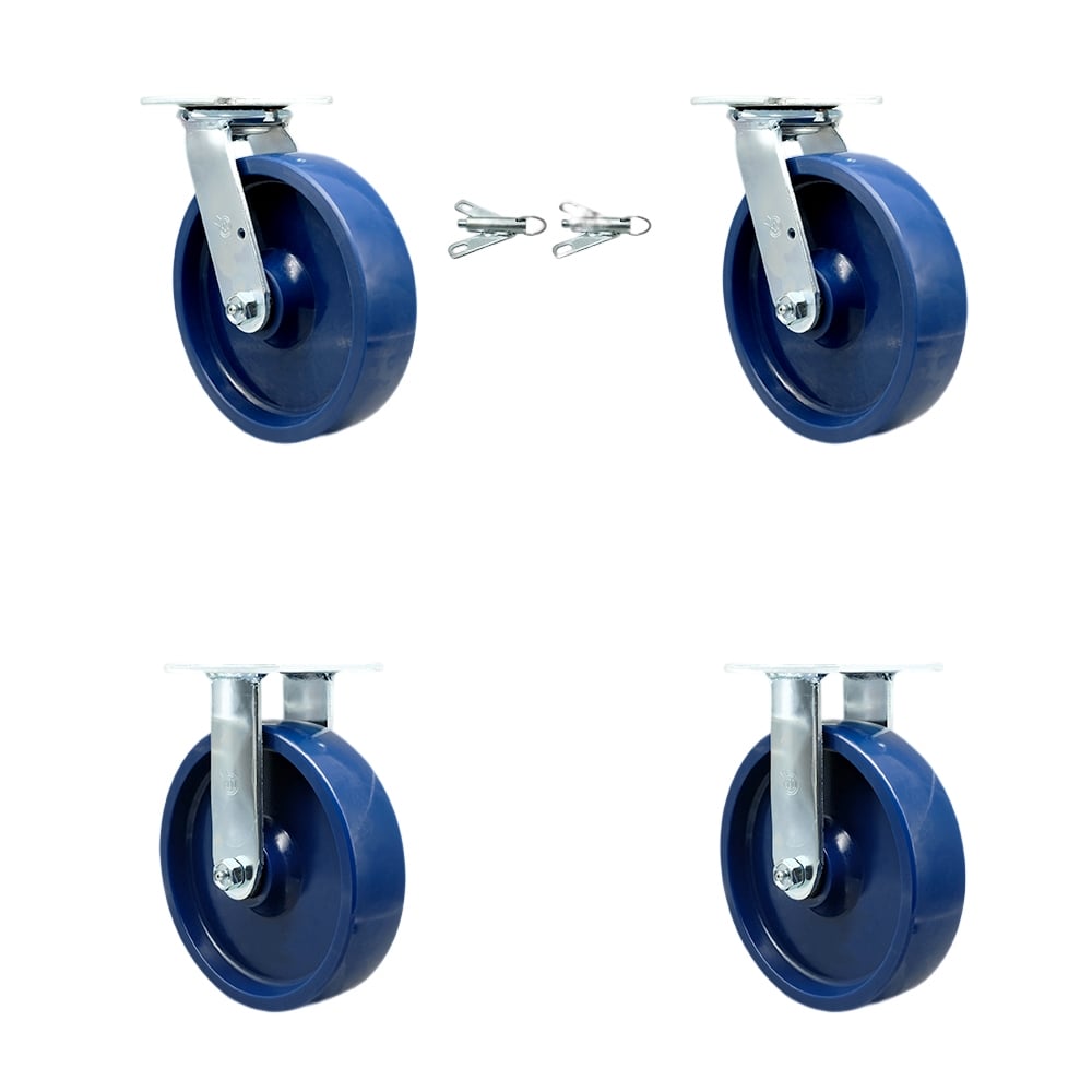 SCC-30CS820-SPUB-BSL-2-R-2 Heavy Duty Swivel Caster with 8 in. Solid Polyurethane Wheels & Ball Bearings - 4800 lbs Total Capacity - Set of 4