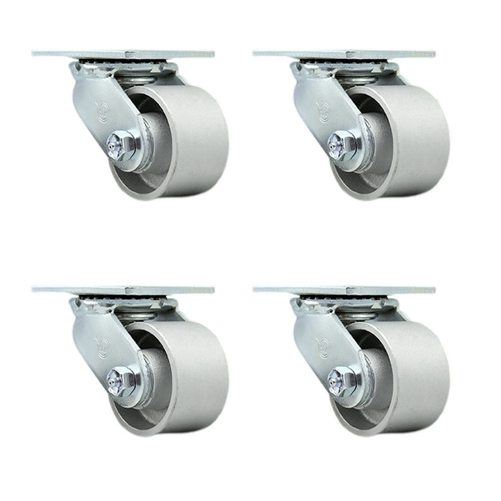 SCC-30CS3420-SSB-BSL-4 Heavy Duty Swivel Caster with 3.25 in. Semi Steel Cast Iron Wheels & Ball Bearings - 2800 lbs Total Capacity - Set of 4