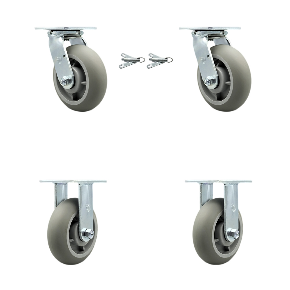 SCC-30CS620-TPRBD-BSL-2-R-2 Heavy Duty Swivel Caster with 6 in. Thermoplastic Rubber Donut Tread Wheels & Ball Bearings - Set of 4