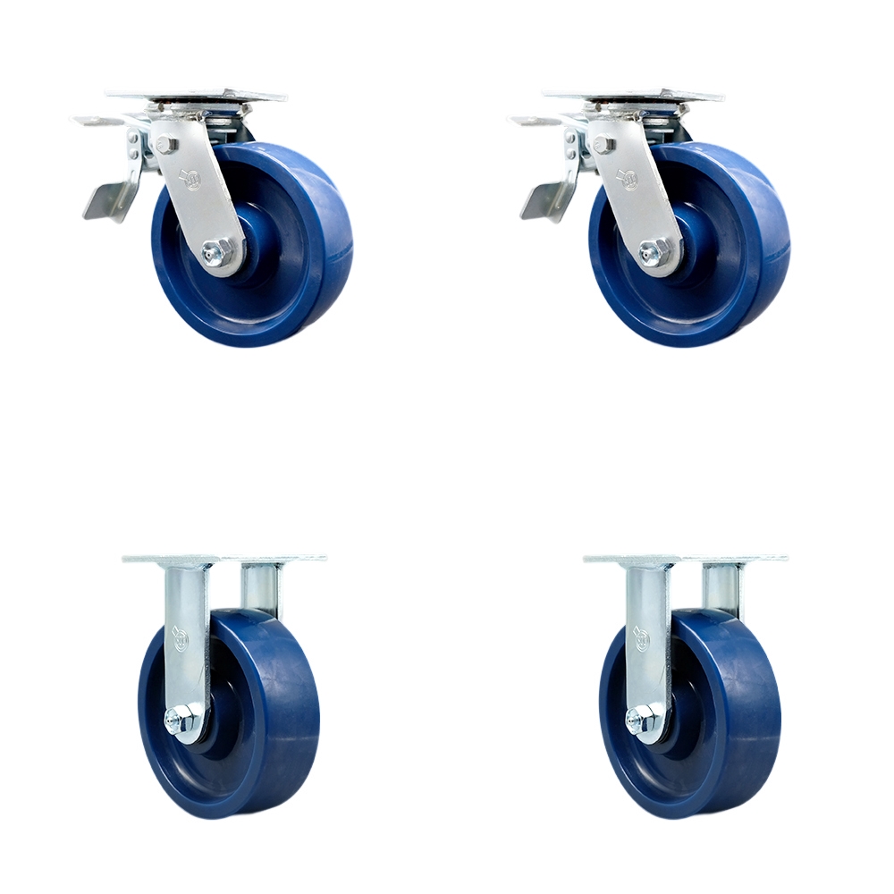SCC-TTL30S620-SPUB-2-R-2 Heavy Duty Swivel Caster with 6 in. Solid Polyurethane Wheels & Ball Bearings - 4800 lbs Total Capacity - Set of 4