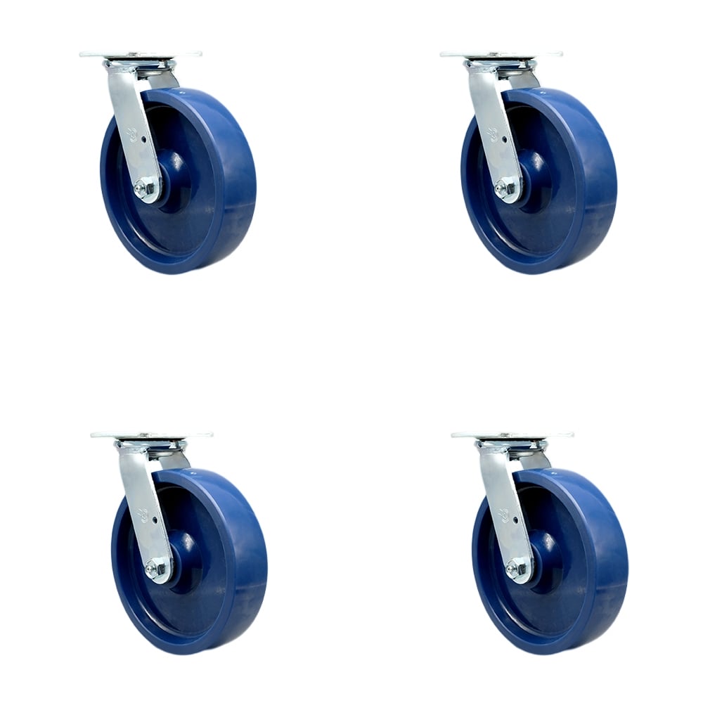 SCC-30CS820-SPUB-BSL-4 Heavy Duty Swivel Caster with 8 in. Solid Polyurethane Wheels & Ball Bearings - 4800 lbs Total Capacity - Set of 4
