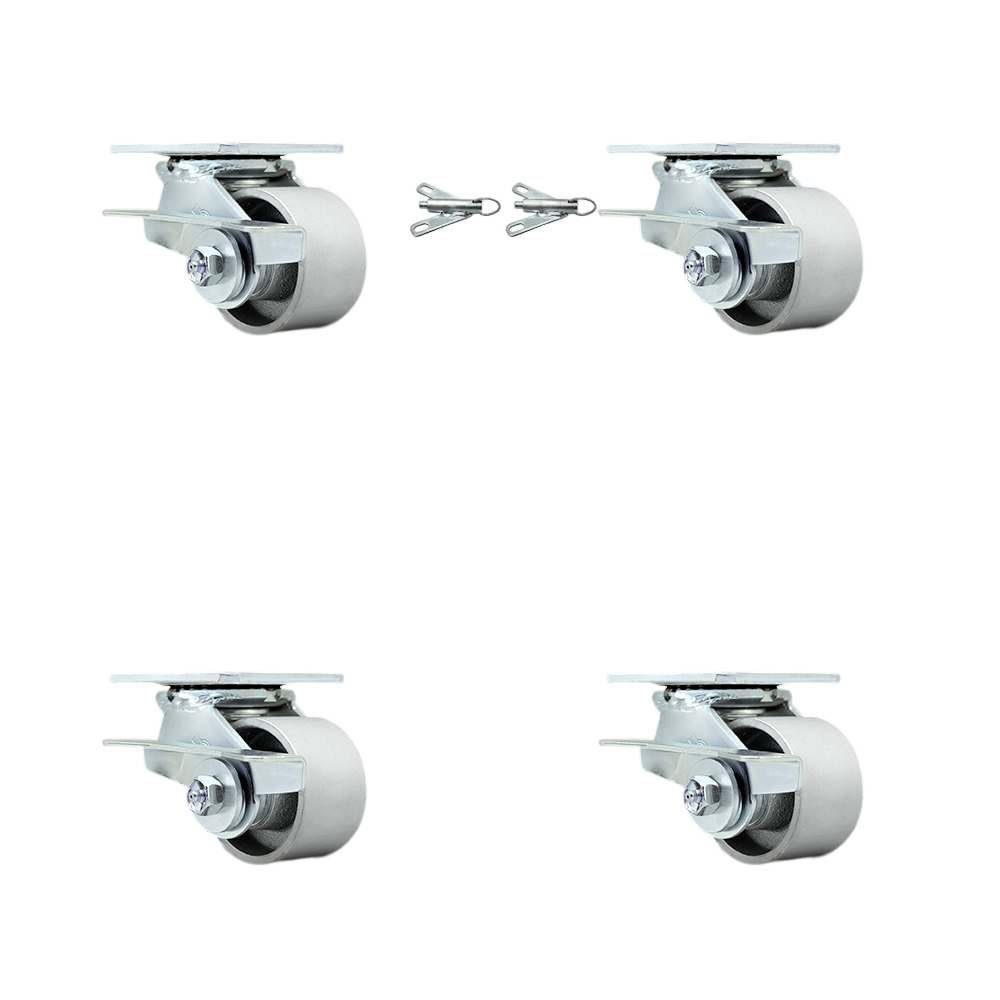 SCC-30CS3420-SSB-SLB-BSL-2-SLB-2 Heavy Duty Swivel Caster with 3.25 in. Semi Steel Cast Iron Wheels & Ball Bearings - Set of 4