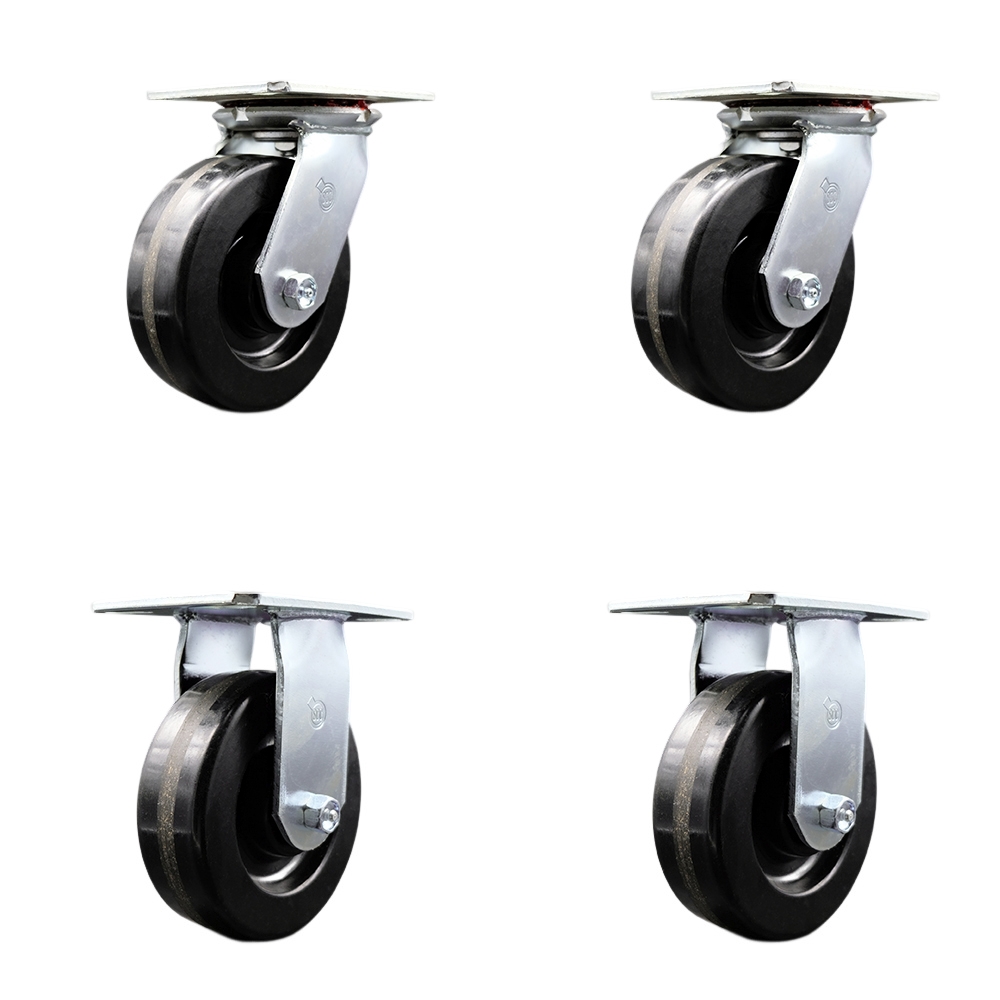 SCC-35S620-PHR-2-R-2 Heavy Duty Large Top Plate Phenolic Swivel Caster with 6 x 2 in. Black Wheels - 4800 lbs Total Capacity - Set of 4