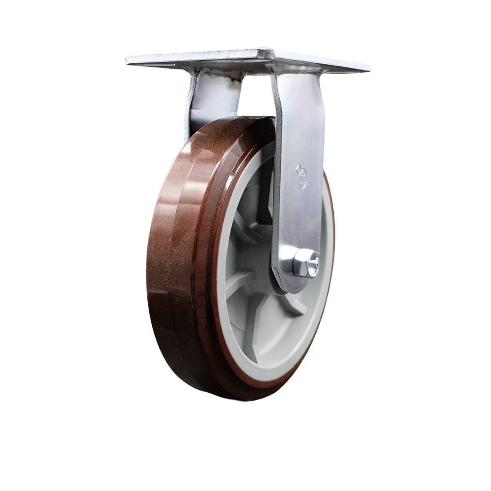 SCC-35R820-PPUR Heavy Duty Large Top Plate Polyurethane on Polyolefin Swivel Caster with 8 x 2 in. Maroon Wheel - 1000 lbs Capacity per Caster