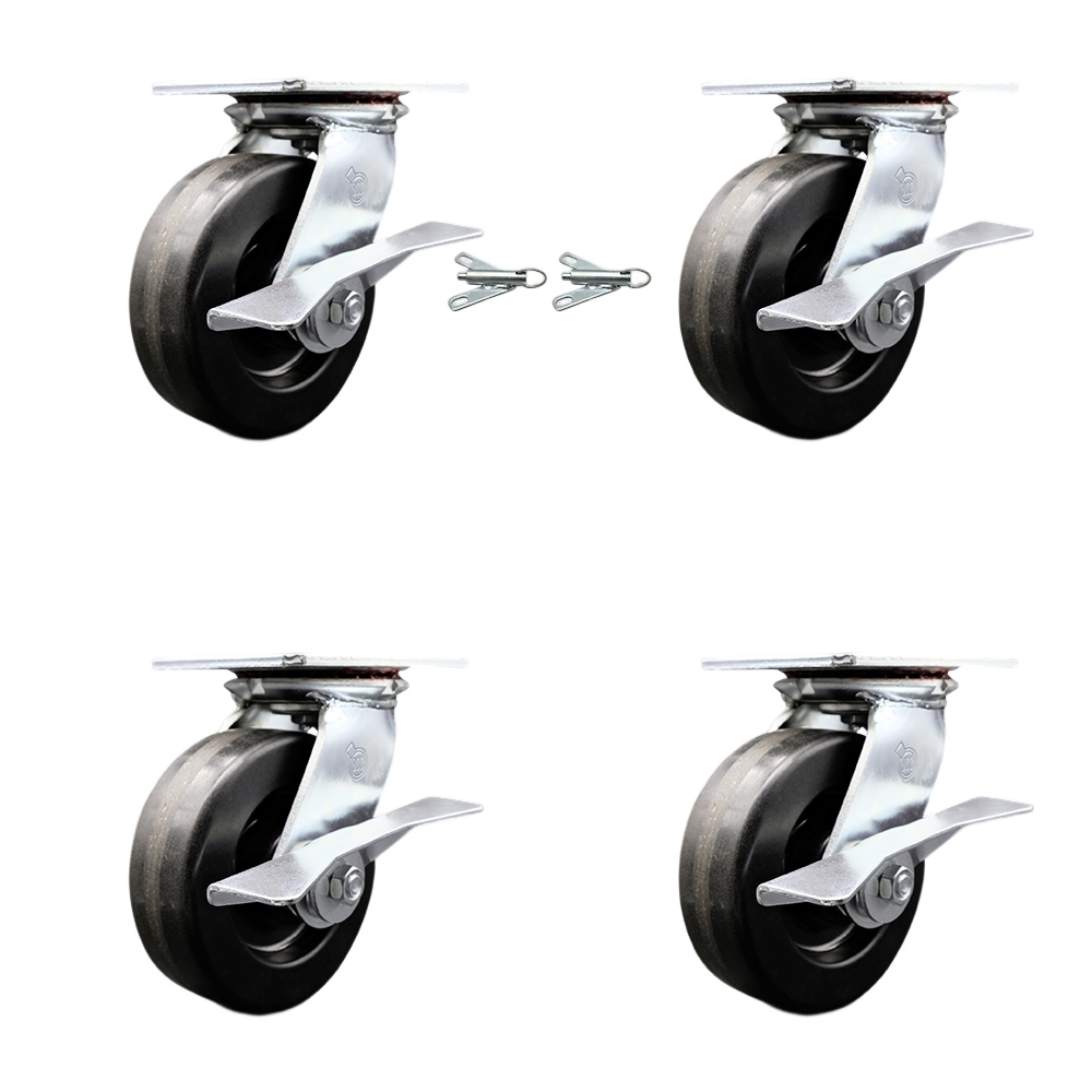 SCC-35S620-PHR-SLB-BSL-2-SLB-2 Heavy Duty Large Top Plate Phenolic Swivel Caster with 6 x 2 in. Black Wheels - 4800 lbs Capacity - Set of 4