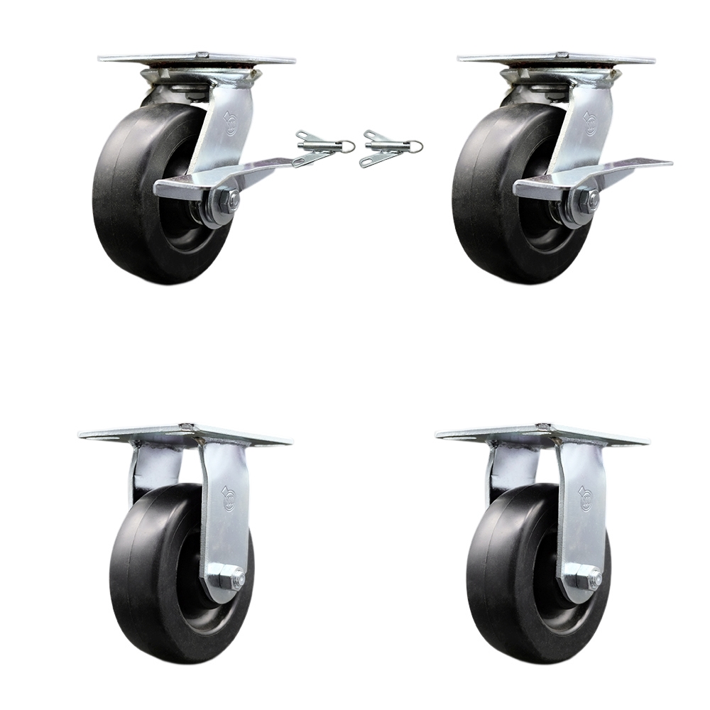 Heavy Duty Polyolefin Swivel Casters - Black - Set of 4 - 2800 lbs Capacity