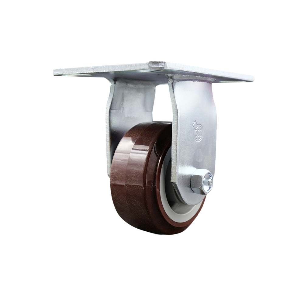 SCC-35R420-PPUR Heavy Duty Large Top Plate Polyurethane on Polyolefin Swivel Caster with 4 x 2 in. Maroon Wheel - 600 lbs Capacity per Caster