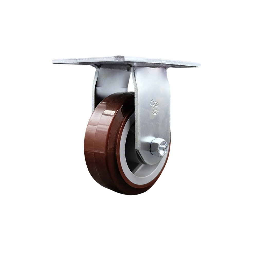 SCC-35R520-PPUR Heavy Duty Large Top Plate Polyurethane on Polyolefin Swivel Caster with 5 x 2 in. Maroon Wheel - 750 lbs Capacity per Caster