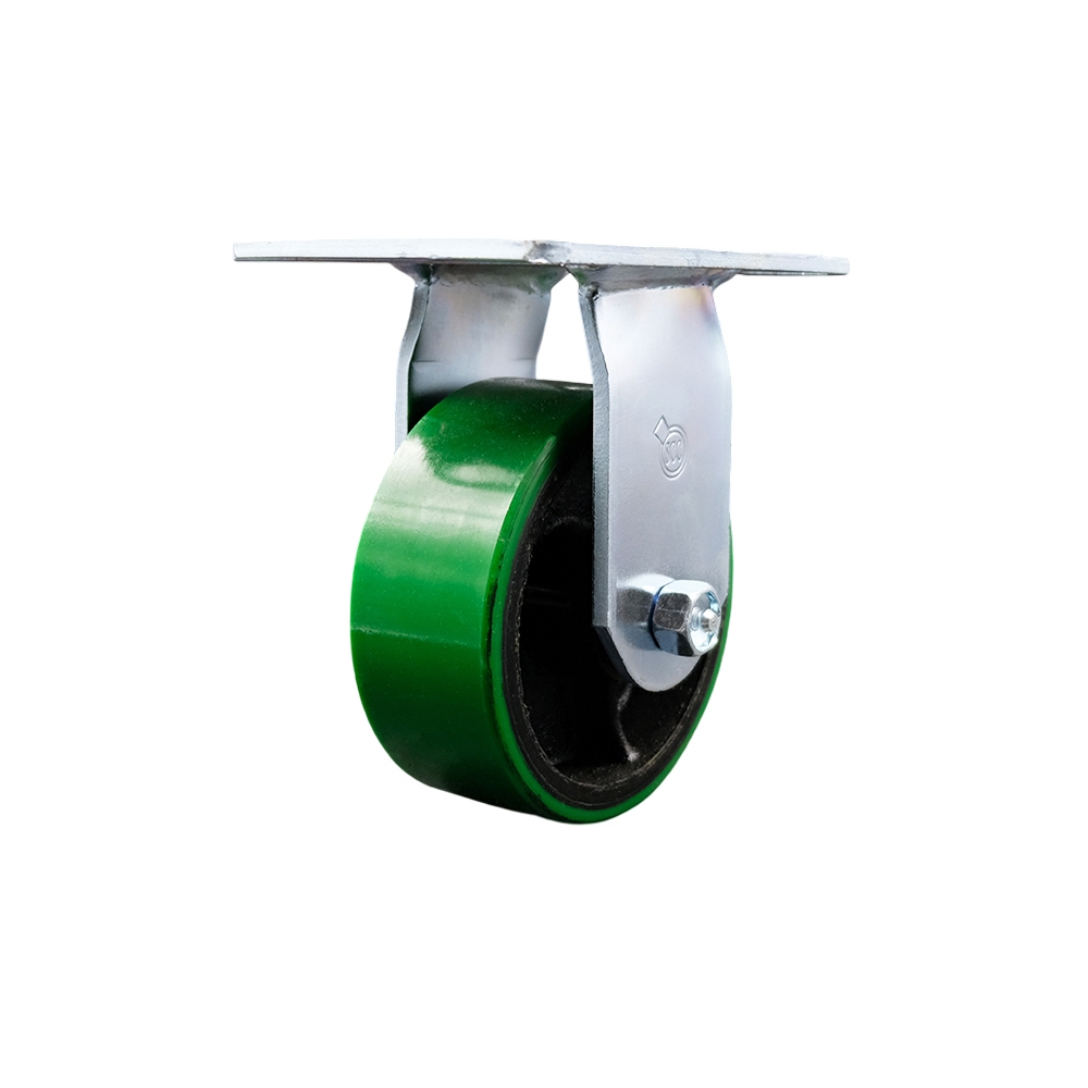 SCC-35R520-PUR-GB Heavy Duty Large Top Plate Polyurethane on Cast Iron Swivel Caster with 5 x 2 in. Green Wheel - 1000 lbs Capacity per Caster