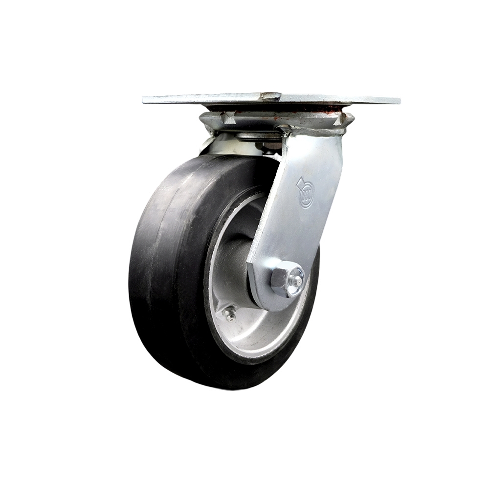 SCC-35S620-RAR Heavy Duty Large Top Plate Rubber on Aluminum Swivel Caster with 6 x 2 in. Black Wheel - 550 lbs Capacity per Caster