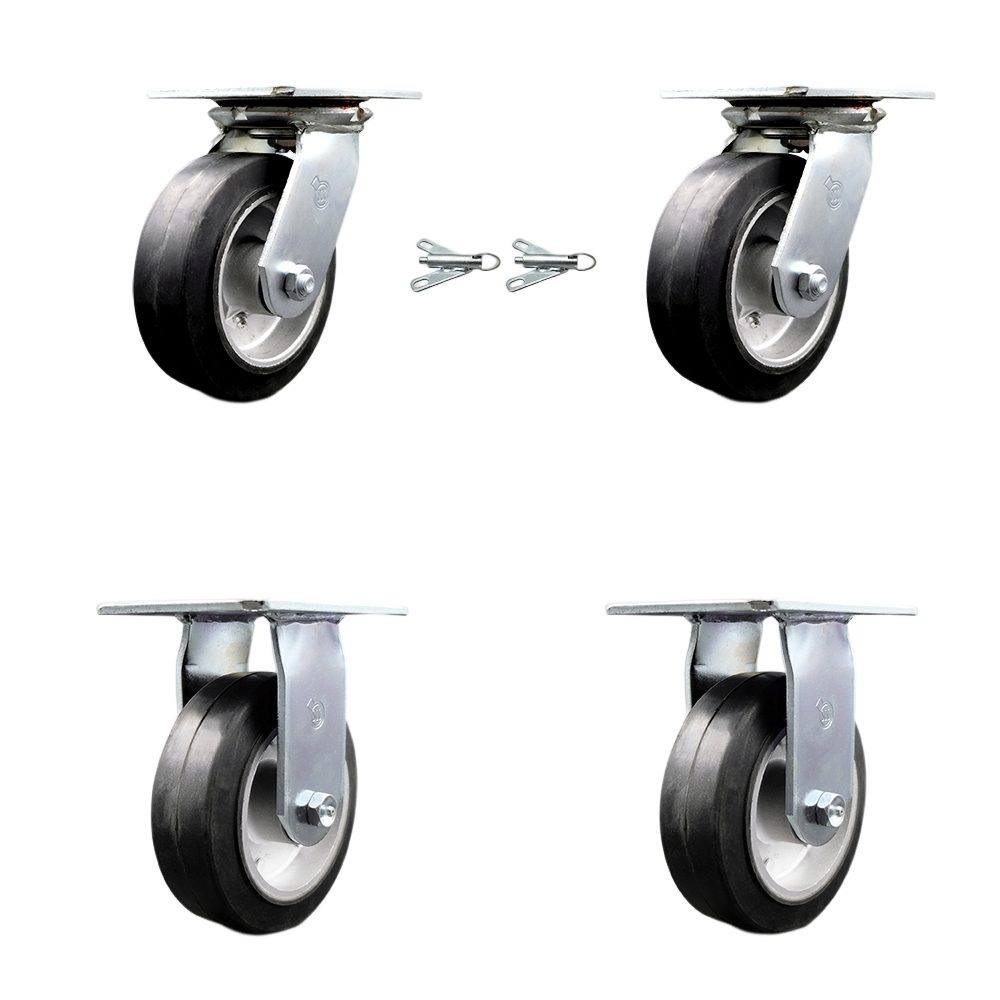 SCC-35S620-RAR-BSL-2-R-2 Heavy Duty Large Top Plate Rubber on Aluminum Swivel Caster with 6 x 2 in. Black Wheels - 2200 lbs Total Capacity - Set of 4