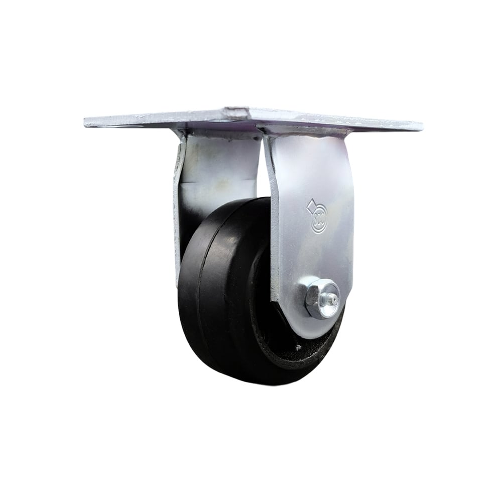 SCC-35R420-RSR Heavy Duty Large Top Plate Rubber on Cast Iron Swivel Caster with 4 x 2 in. Black Wheel - 400 lbs Capacity per Caster