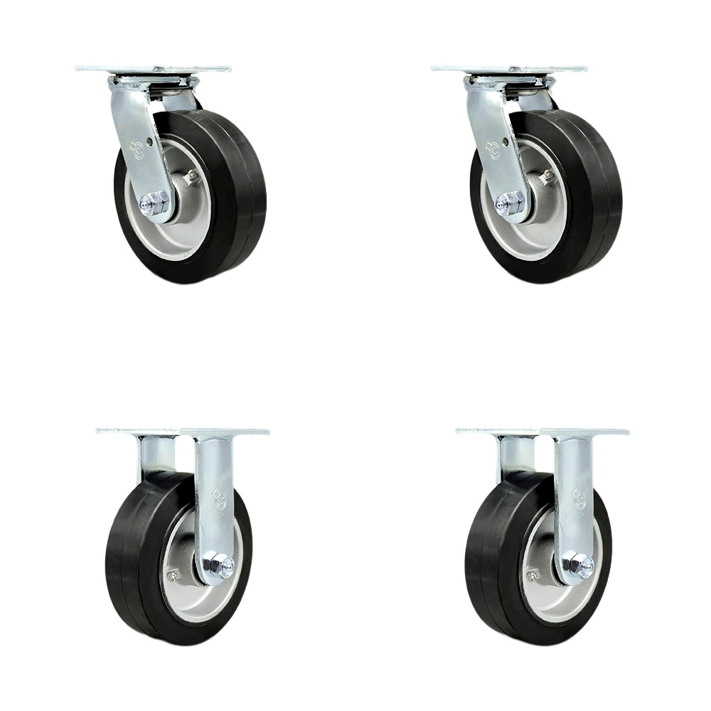 SCC-30CS620-RAB-2-R620-2 Heavy Duty Swivel Caster with 6 in. Rubber on Aluminum Wheels & Ball Bearings - 2200 lbs Total Capacity - Set of 4