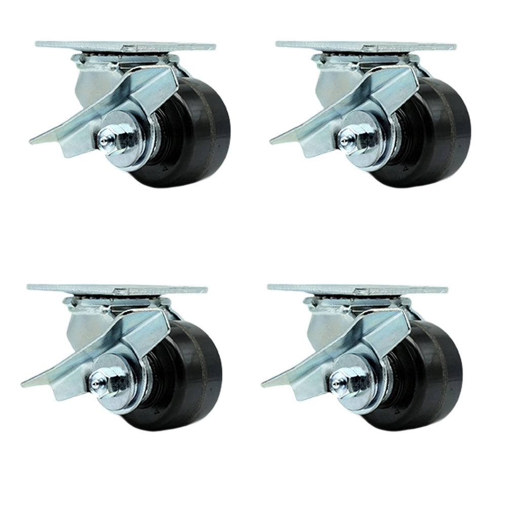 SCC-30CS3420-PHB-SLB-4 Heavy Duty Swivel Caster with 3.25 in. Phenolic Wheels & Ball Bearings - 2800 lbs Total Capacity - Set of 4