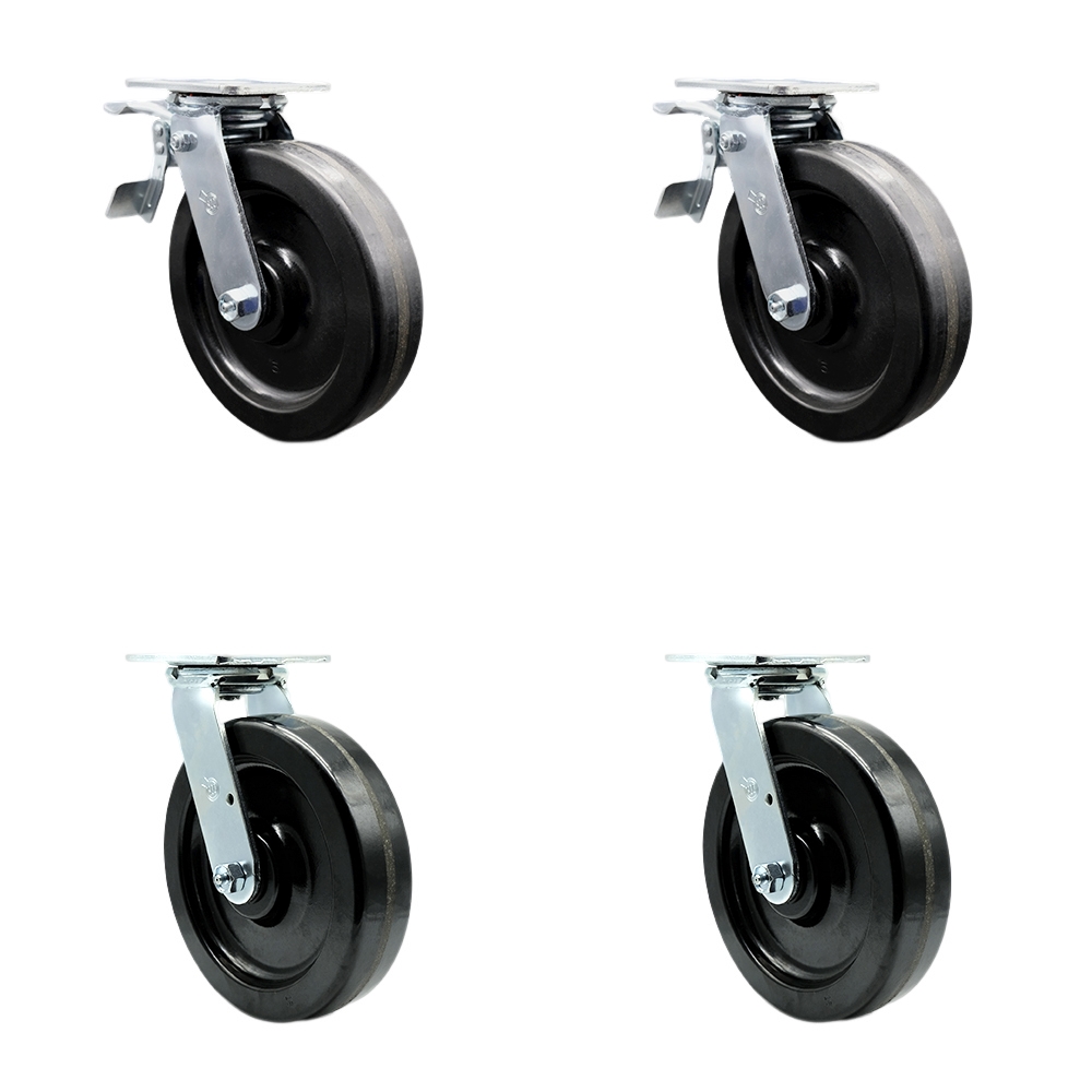 SCC-TTL30S820-PHB-2-S-2 Heavy Duty Swivel Caster with 8 in. Phenolic Wheels & Ball Bearings - 5000 lbs Total Capacity - Set of 4