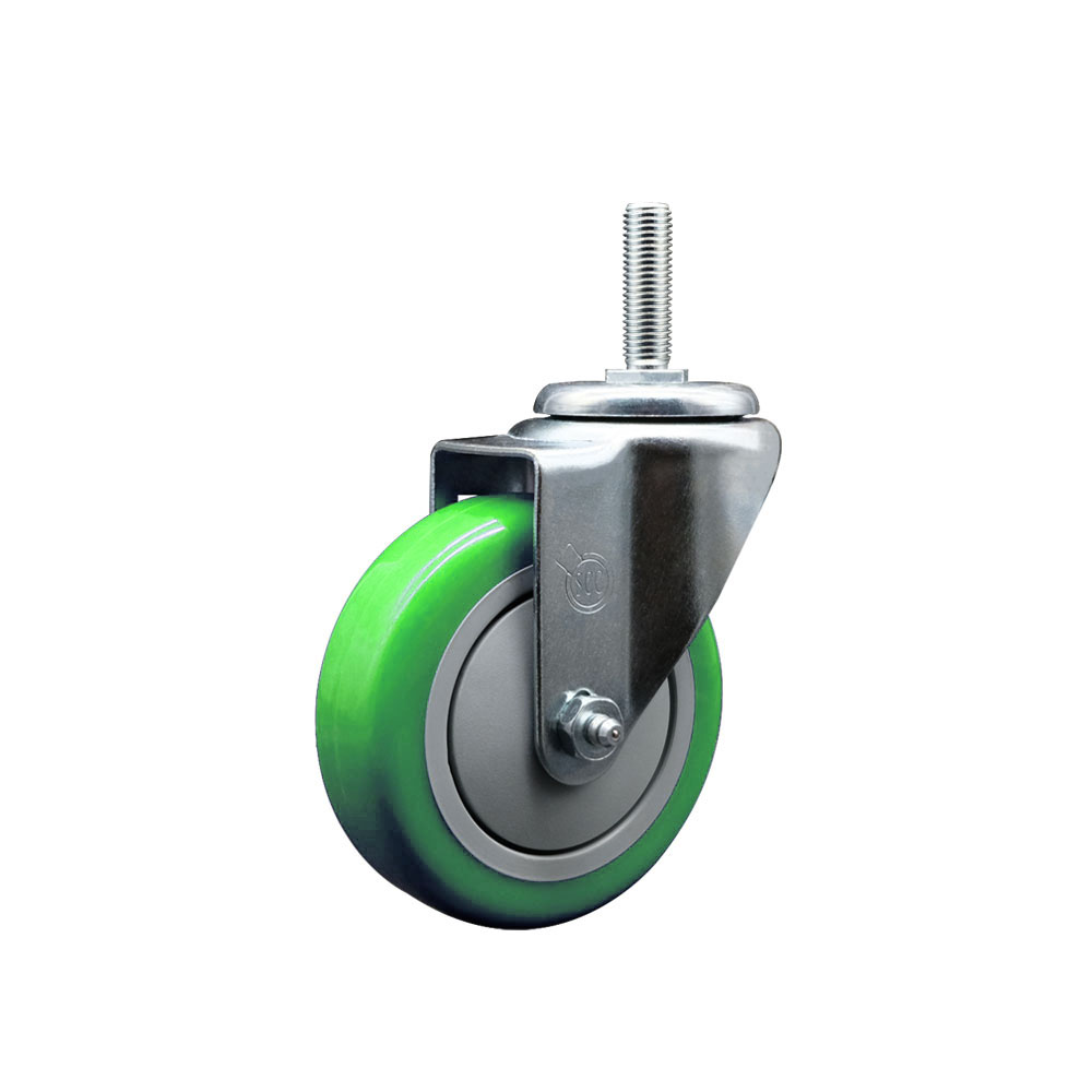 SCC-TS20S414-PPUB-GRN-58212 Polyurethane Swivel Threaded Stem Caster with 4 x 1.25 in. Green Wheel & 0.63 in. Stem