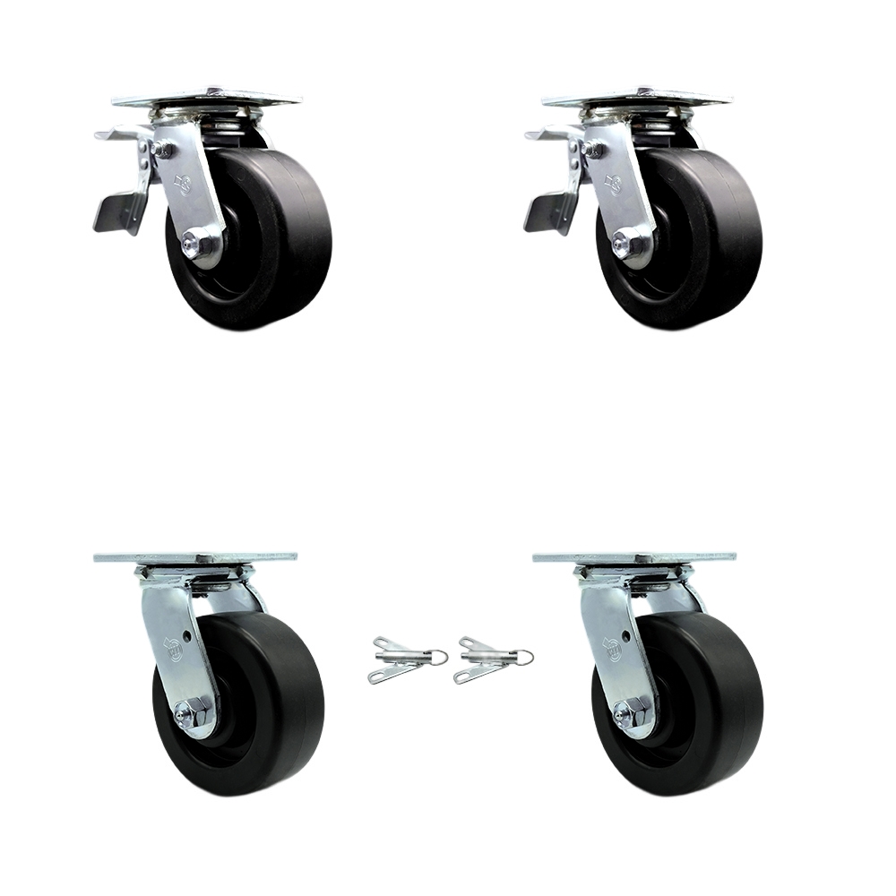 SCC-TTL30S520-POB-2-BSL-2 Heavy Duty Swivel Caster with 5 in. Polyolefin Wheels & Ball Bearings - Set of 4