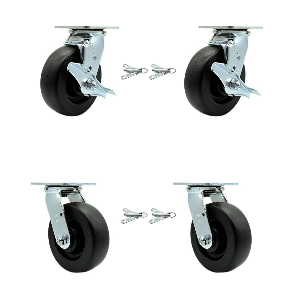 SCC-30CS620-POB-TLB-BSL-2-BSL-2 Heavy Duty Swivel Caster with 6 in. Polyolefin Wheels & Ball Bearings - Set of 4