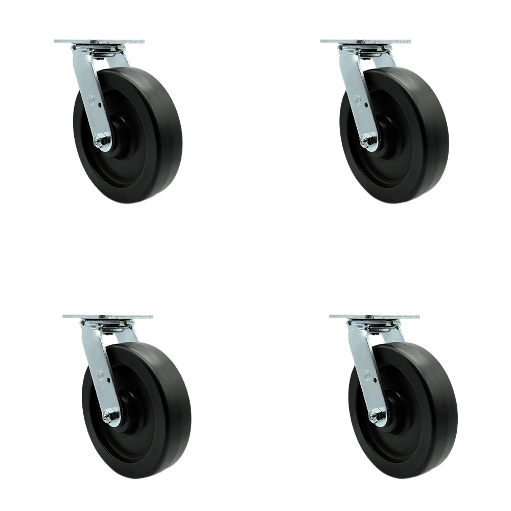 SCC-30CS820-POB-BSL-4 Heavy Duty Swivel Caster with 8 in. Polyolefin Wheels & Ball Bearings - 3600 lbs Total Capacity - Set of 4