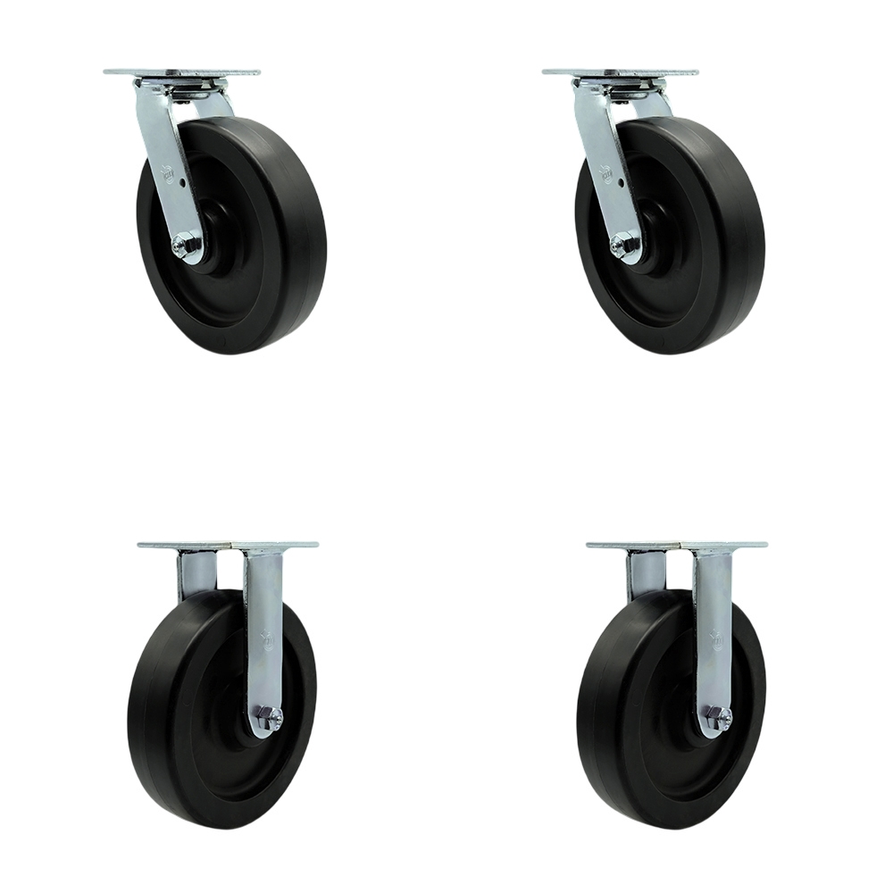 SCC-30CS820-POB-BSL-2-R-2 Heavy Duty Swivel Caster with 8 in. Polyolefin Wheels & Ball Bearings - 3600 lbs Total Capacity - Set of 4