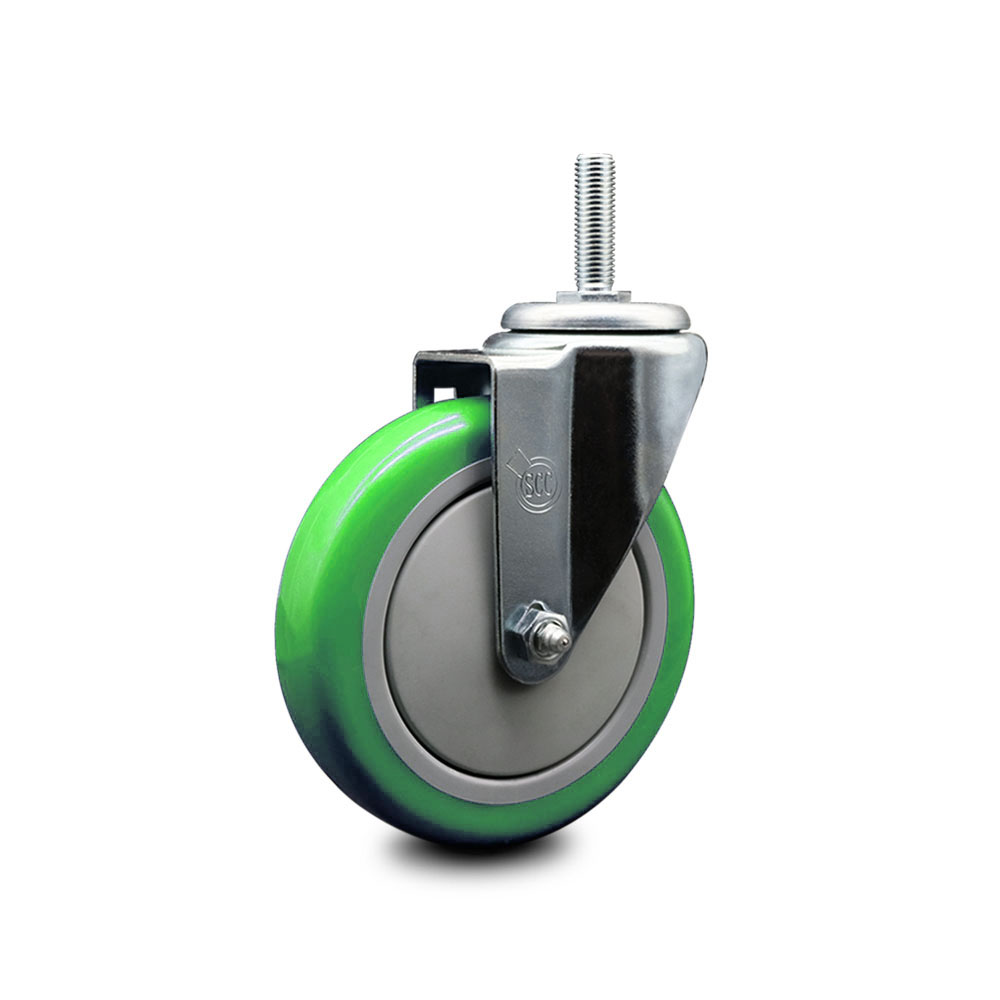 SCC-TS20S514-PPUB-GRN-58212 Polyurethane Swivel Threaded Stem Caster with 5 x 1.25 in. Green Wheel & 0.63 in. Stem