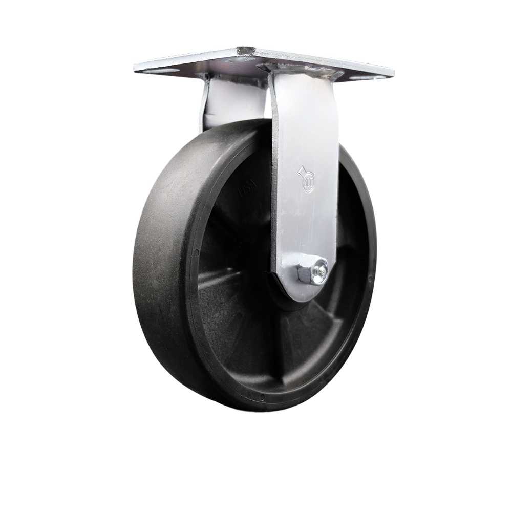 SCC-35R820-GFNR Heavy Duty Large Top Plate Glass Filled Nylon Swivel Caster with 8 x 2 in. Black Wheel - 1500 lbs Capacity per Caster