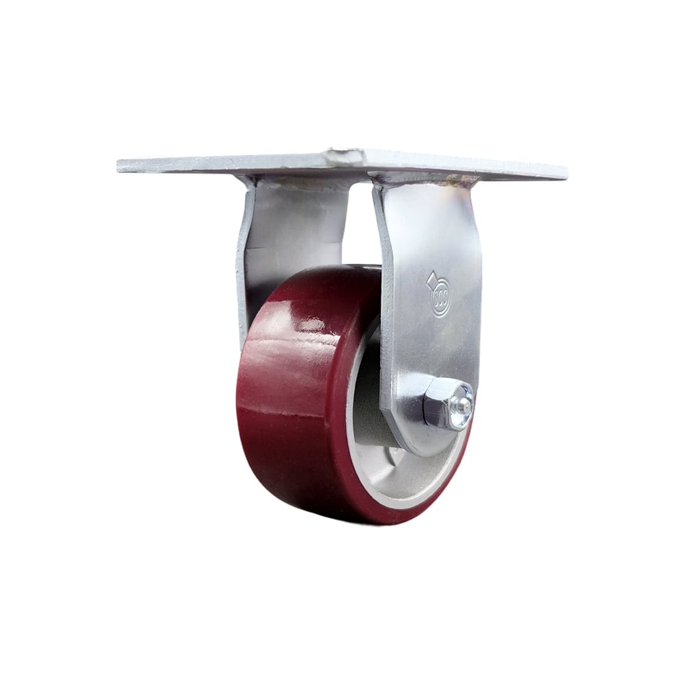 SCC-35R420-PAR Heavy Duty Large Top Plate Polyurethane on Aluminum Swivel Caster with 4 x 2 in. Maroon Wheel - 700 lbs Capacity per Caster