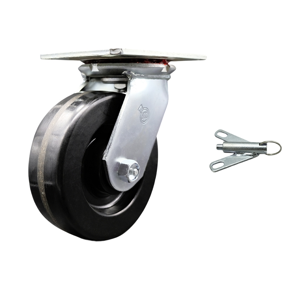 SCC-35S620-PHR-BSL Heavy Duty Large Top Plate Phenolic Swivel Caster with 6 x 2 in. Black Wheel & Bolt on Swivel Lock - 1200 lbs Capacity per Caster
