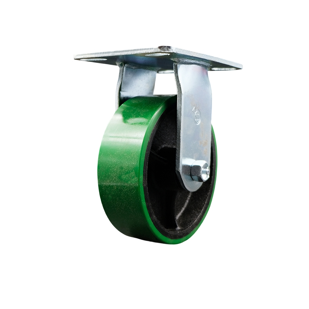SCC-35R620-PUR-GB Heavy Duty Large Top Plate Polyurethane on Cast Iron Swivel Caster with 6 x 2 in. Green Wheel - 1200 lbs Capacity per Caster