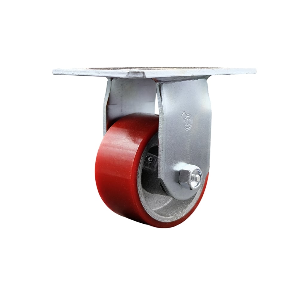 SCC-35R420-PUR-RS Heavy Duty Large Top Plate Polyurethane on Cast Iron Swivel Caster with 4 x 2 in. Red Wheel - 700 lbs Capacity per Caster