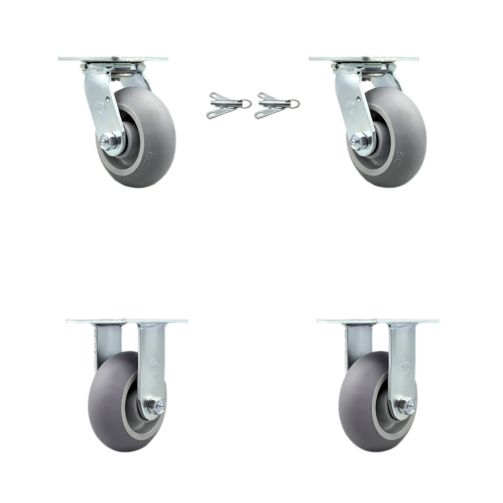 SCC-30CS520-TPRBD-BSL-2-R-2 Heavy Duty Swivel Caster with 5 in. Thermoplastic Rubber Donut Tread Wheels & Ball Bearings - Set of 4