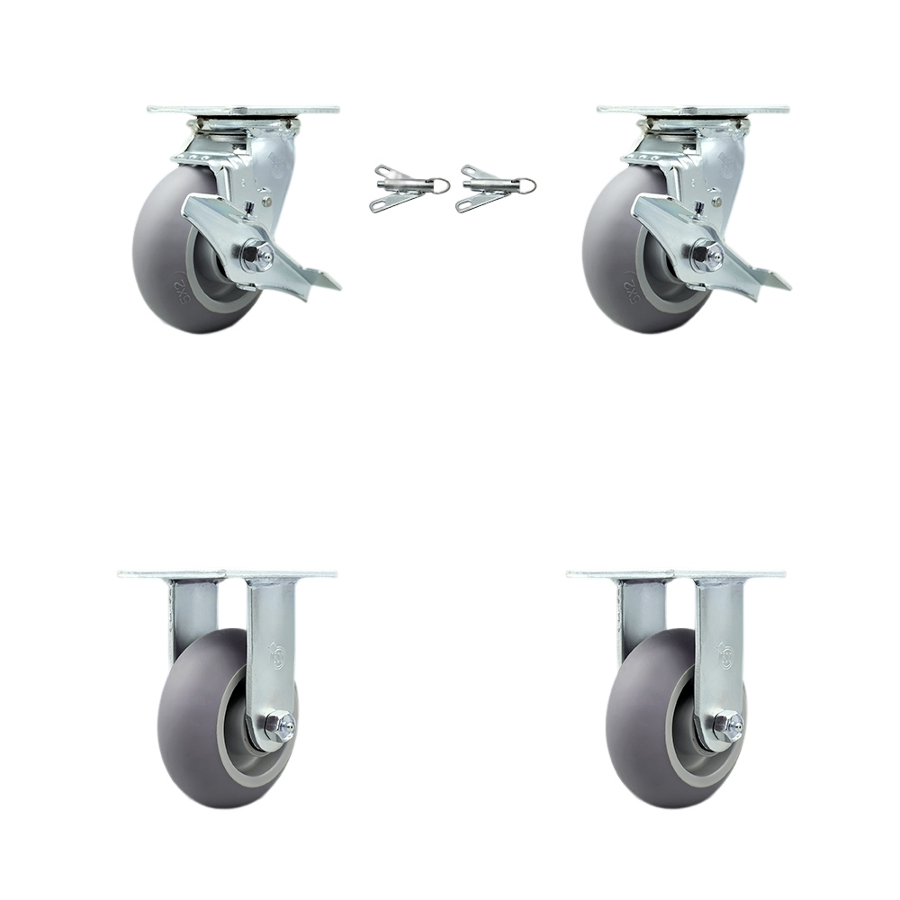 SCC-30CS520-TPRBD-TLB-BSL-2-R-2 Heavy Duty Swivel Caster with 5 in. Thermoplastic Rubber Donut Tread Wheels & Ball Bearings - Set of 4