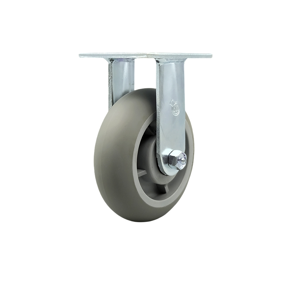 SCC-30R620-TPRBD Heavy Duty Rigid Top Plate Caster with 6 in. Thermoplastic Rubber Donut Tread Wheel & Ball Bearings - 500 lbs Capacity per Caster