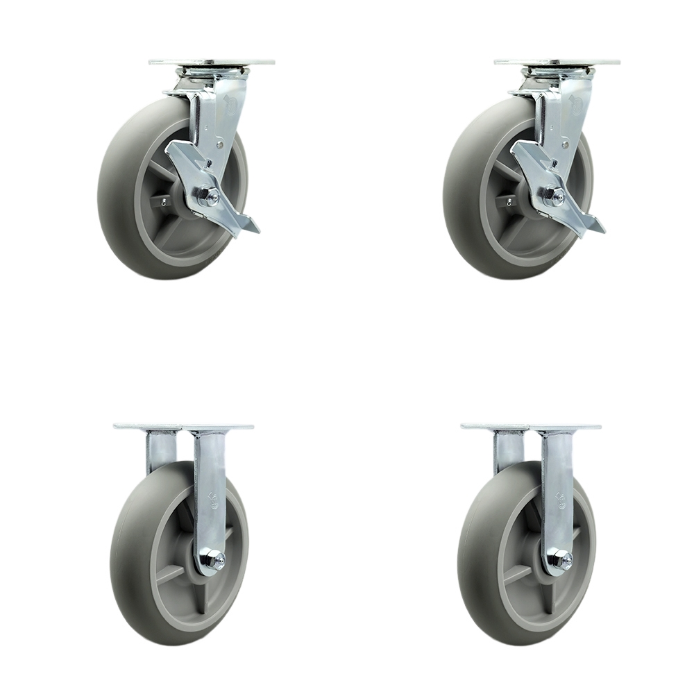 SCC-30CS820-TPRBD-TLB-BSL-2-R-2 Heavy Duty Swivel Caster with 8 in. Thermoplastic Rubber Donut Tread Wheels & Ball Bearings - Set of 4