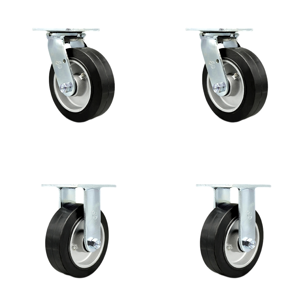 SCC-30CS620-RAB-BSL-2-R-2 Heavy Duty Swivel Caster with 6 in. Rubber on Aluminum Wheels & Ball Bearings - 2200 lbs Total Capacity - Set of 4